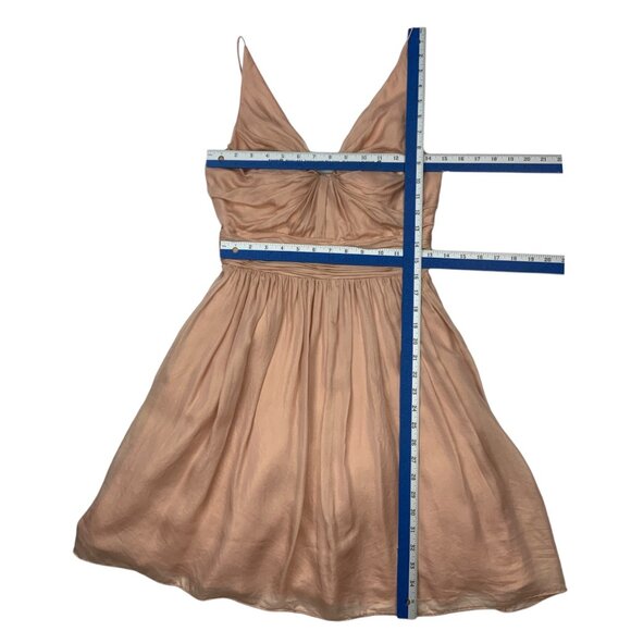 Aidan Mattox V-Neck Dress 4 Champagne Pink Mini Silk - Picture 5 of 12